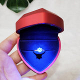Maxbell Heart Shaped Ring Box with Light Elegant and Luxurious Earring for Wedding Red