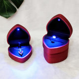 Maxbell Heart Shaped Ring Box with Light Elegant and Luxurious Earring for Wedding Red