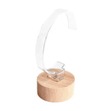 Maxbell Watch Display Stand Wooden Base Organizer Storage for Dresser Store Home Beige Short Cylinder