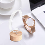 Maxbell Watch Display Stand Wooden Base Organizer Storage for Dresser Store Home Beige Short Cylinder