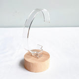 Maxbell Watch Display Stand Wooden Base Organizer Storage for Dresser Store Home Beige Short Cylinder