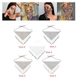 Maxbell Women Face Mask Chain Tassel Veil Rhinestone Mask for Fancy Dress Party Style A