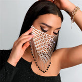 Maxbell Women Face Mask Chain Tassel Veil Rhinestone Mask for Fancy Dress Party Style A