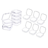 Maxbell 6x Mini Jewelry Storage Box Transparent Square with Lid for Earplugs Crafts S