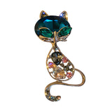Maxbell Green Cat Brooch Pin Luxury Animal Gift for Backpacks Clothing Jacket