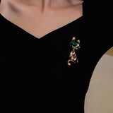 Maxbell Green Cat Brooch Pin Luxury Animal Gift for Backpacks Clothing Jacket