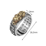Maxbell Rings Fashion Resizable Vintage Pixiu Lucky for Boys Party Valentine'S Day