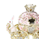 Maxbell Decorative Bunny Flower Pumpkin Carriage Trinket Jewelry Box for Grils Women Pink