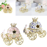 Maxbell Decorative Bunny Flower Pumpkin Carriage Trinket Jewelry Box for Grils Women Pink