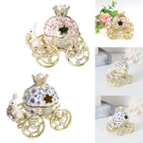 Maxbell Decorative Bunny Flower Pumpkin Carriage Trinket Jewelry Box for Grils Women Pink