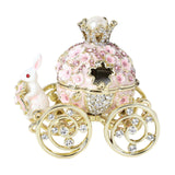 Maxbell Decorative Bunny Flower Pumpkin Carriage Trinket Jewelry Box for Grils Women Pink