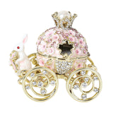 Maxbell Decorative Bunny Flower Pumpkin Carriage Trinket Jewelry Box for Grils Women Pink