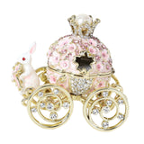 Maxbell Decorative Bunny Flower Pumpkin Carriage Trinket Jewelry Box for Grils Women Pink