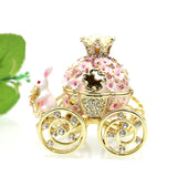 Maxbell Decorative Bunny Flower Pumpkin Carriage Trinket Jewelry Box for Grils Women Pink