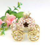 Maxbell Decorative Bunny Flower Pumpkin Carriage Trinket Jewelry Box for Grils Women Pink