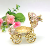 Maxbell Decorative Bunny Flower Pumpkin Carriage Trinket Jewelry Box for Grils Women Pink