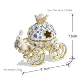 Maxbell Decorative Bunny Flower Pumpkin Carriage Trinket Jewelry Box for Grils Women Violet