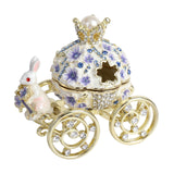 Maxbell Decorative Bunny Flower Pumpkin Carriage Trinket Jewelry Box for Grils Women Violet