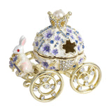 Maxbell Decorative Bunny Flower Pumpkin Carriage Trinket Jewelry Box for Grils Women Violet