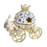 Maxbell Decorative Bunny Flower Pumpkin Carriage Trinket Jewelry Box for Grils Women Violet