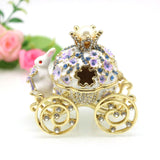 Maxbell Decorative Bunny Flower Pumpkin Carriage Trinket Jewelry Box for Grils Women Violet