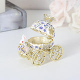 Maxbell Decorative Bunny Flower Pumpkin Carriage Trinket Jewelry Box for Grils Women Violet