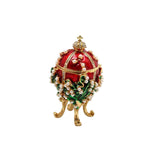 Maxbell Enameled Trinket Box with Rhinestones Vintage style Crafts for Easter Red
