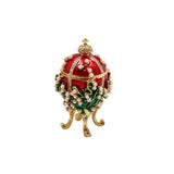 Maxbell Enameled Trinket Box with Rhinestones Vintage style Crafts for Easter Red