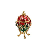 Maxbell Enameled Trinket Box with Rhinestones Vintage style Crafts for Easter Red