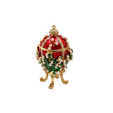 Maxbell Enameled Trinket Box with Rhinestones Vintage style Crafts for Easter Red