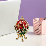 Maxbell Enameled Trinket Box with Rhinestones Vintage style Crafts for Easter Red