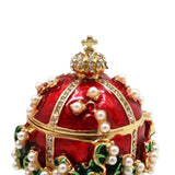 Maxbell Enameled Trinket Box with Rhinestones Vintage style Crafts for Easter Red