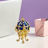 Maxbell Enameled Trinket Box with Rhinestones Vintage style Crafts for Easter Blue