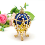 Maxbell Enameled Trinket Box with Rhinestones Vintage style Crafts for Easter Blue
