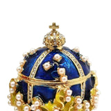 Maxbell Enameled Trinket Box with Rhinestones Vintage style Crafts for Easter Blue