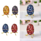 Maxbell Sparkling Egg Trinket Box Earring Holder Case for Easter Anniversary Party Aureate