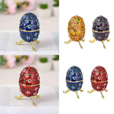 Maxbell Sparkling Egg Trinket Box Earring Holder Case for Easter Anniversary Party Aureate