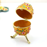 Maxbell Sparkling Egg Trinket Box Earring Holder Case for Easter Anniversary Party Aureate