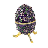 Maxbell Sparkling Egg Trinket Box Earring Holder Case for Easter Anniversary Party Purple