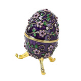 Maxbell Sparkling Egg Trinket Box Earring Holder Case for Easter Anniversary Party Purple