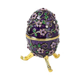 Maxbell Sparkling Egg Trinket Box Earring Holder Case for Easter Anniversary Party Purple