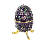 Maxbell Sparkling Egg Trinket Box Earring Holder Case for Easter Anniversary Party Purple