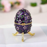 Maxbell Sparkling Egg Trinket Box Earring Holder Case for Easter Anniversary Party Purple