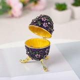 Maxbell Sparkling Egg Trinket Box Earring Holder Case for Easter Anniversary Party Purple