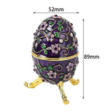 Maxbell Sparkling Egg Trinket Box Earring Holder Case for Easter Anniversary Party Purple