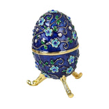 Maxbell Sparkling Egg Trinket Box Earring Holder Case for Easter Anniversary Party Blue
