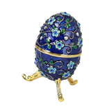 Maxbell Sparkling Egg Trinket Box Earring Holder Case for Easter Anniversary Party Blue