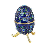Maxbell Sparkling Egg Trinket Box Earring Holder Case for Easter Anniversary Party Blue