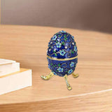 Maxbell Sparkling Egg Trinket Box Earring Holder Case for Easter Anniversary Party Blue