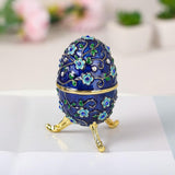 Maxbell Sparkling Egg Trinket Box Earring Holder Case for Easter Anniversary Party Blue